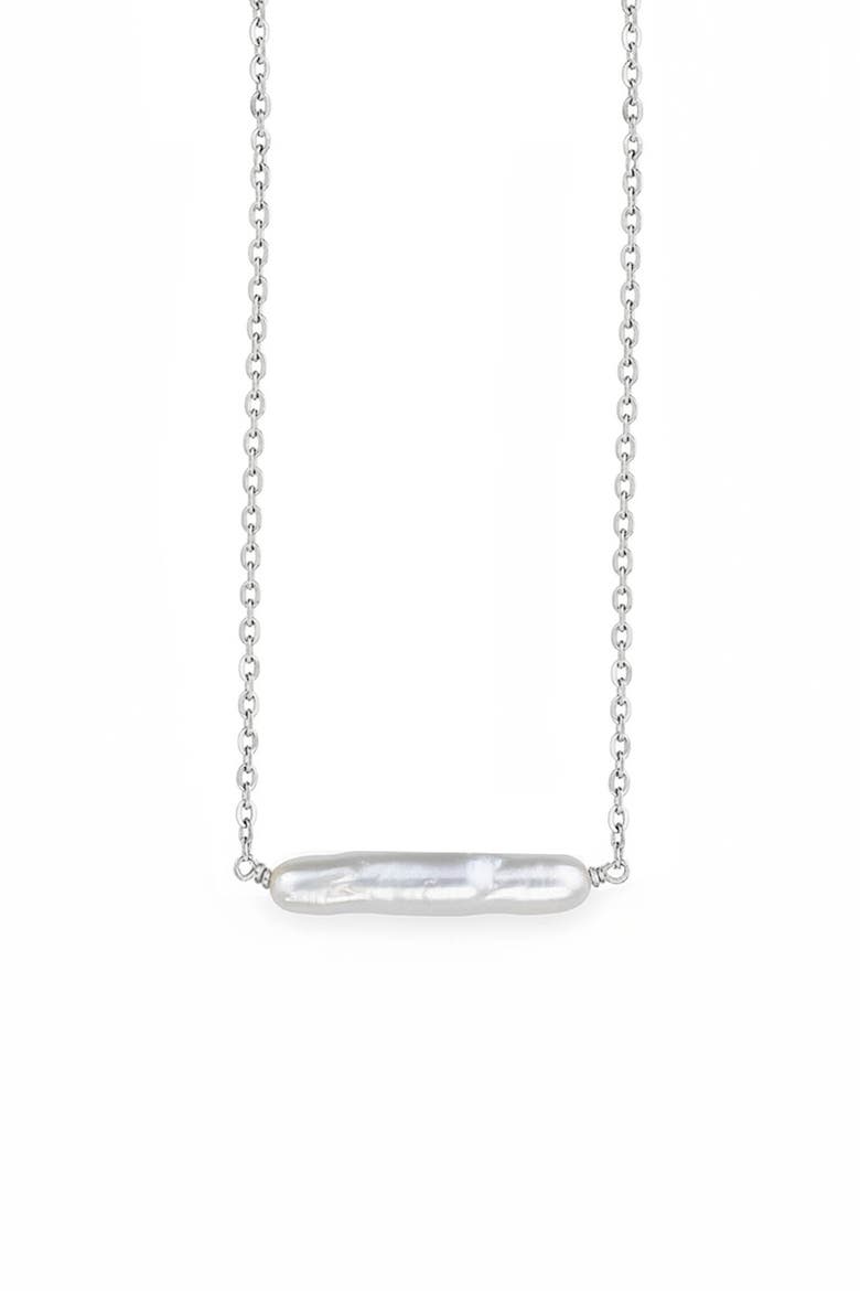 Maris Pearl Bar Necklace, Main, color, Silver