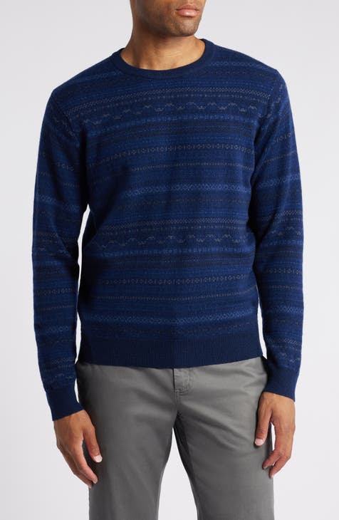 NWT PETER MILLAR Cotton Cashmere Interlock Crewneck Sweater Pullover Blue XL hotsell