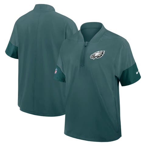 Men's Nike Green Philadelphia Eagles Sideline Short Sleeve Quarter-Zip Performance Coach Jacket