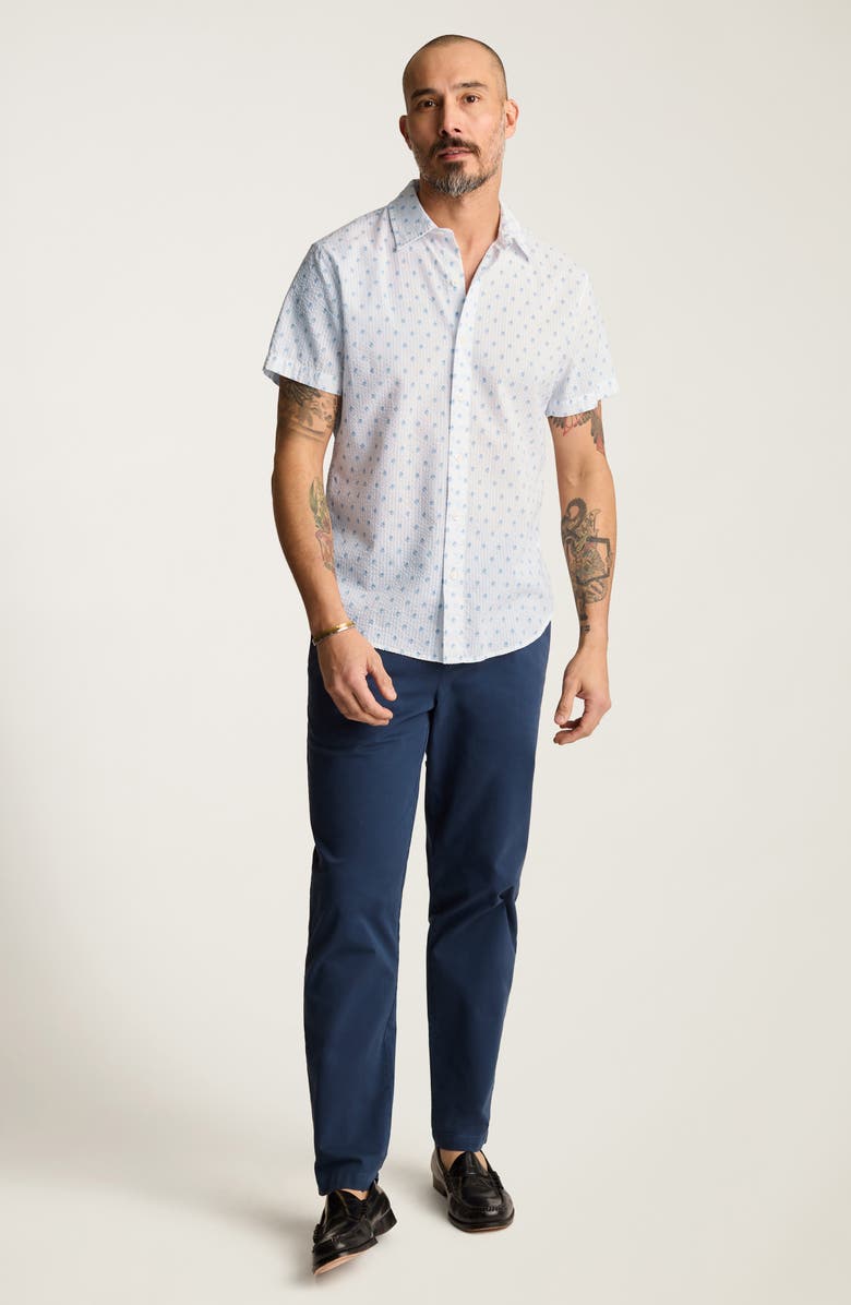 Bonobos Riviera Slim Fit Leaf Print Seersucker Short Sleeve Button-Up Shirt, Alternate, color, Lundi Leaves V2 C24
