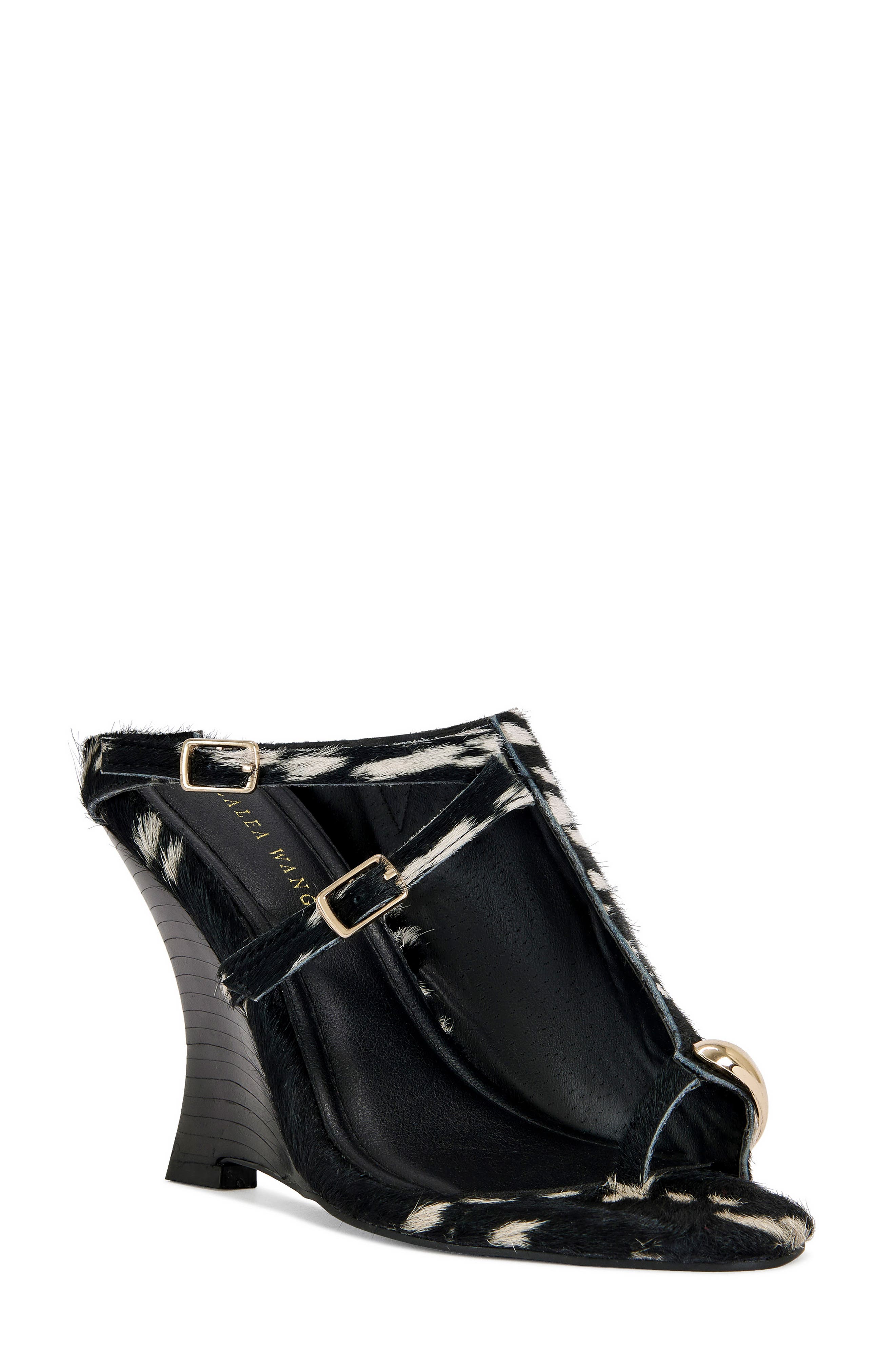 AZALEA WANG Giannis Genuine Calf Hair Wedge Sandal, Main, color, 