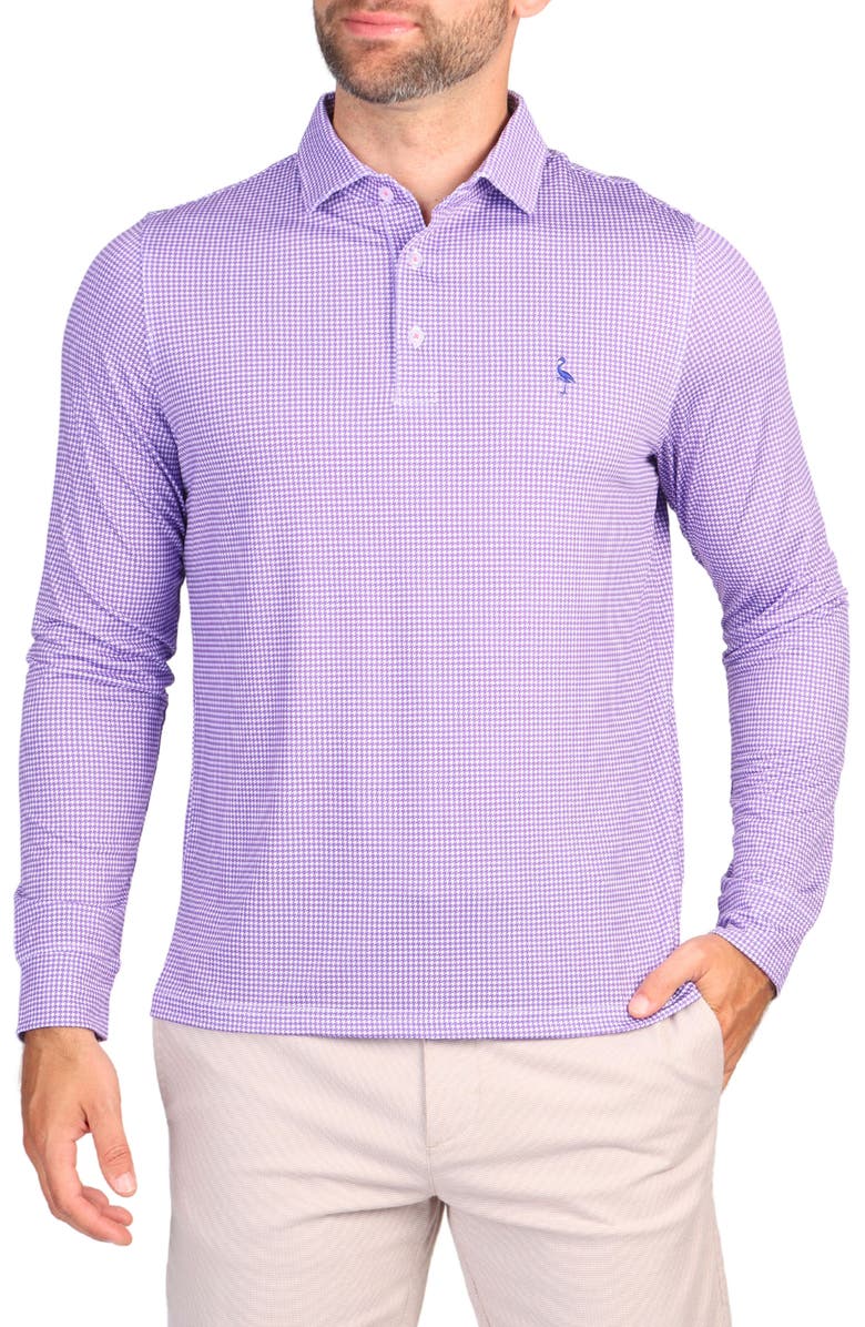 TailorByrd Houndstooth Print Performance Polo, Main, color, Purple