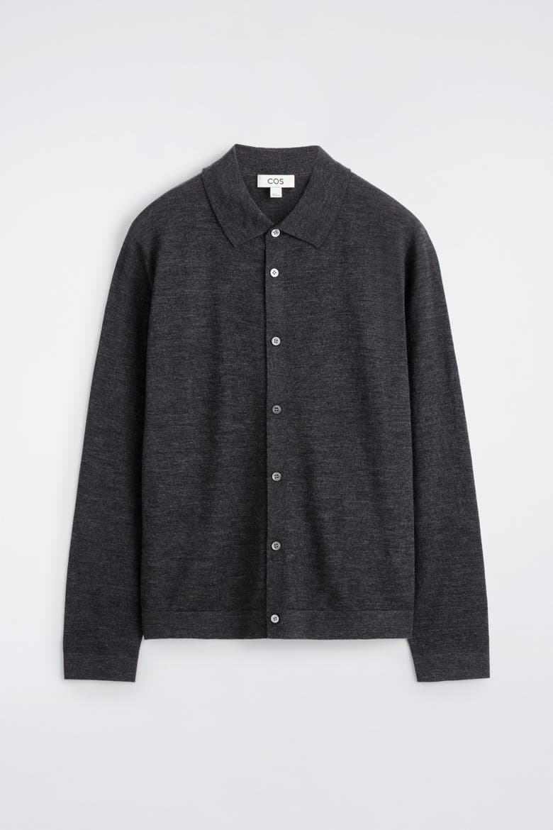 Knitted Merino Wool Shirt, Alternate, color, CHARCOAL