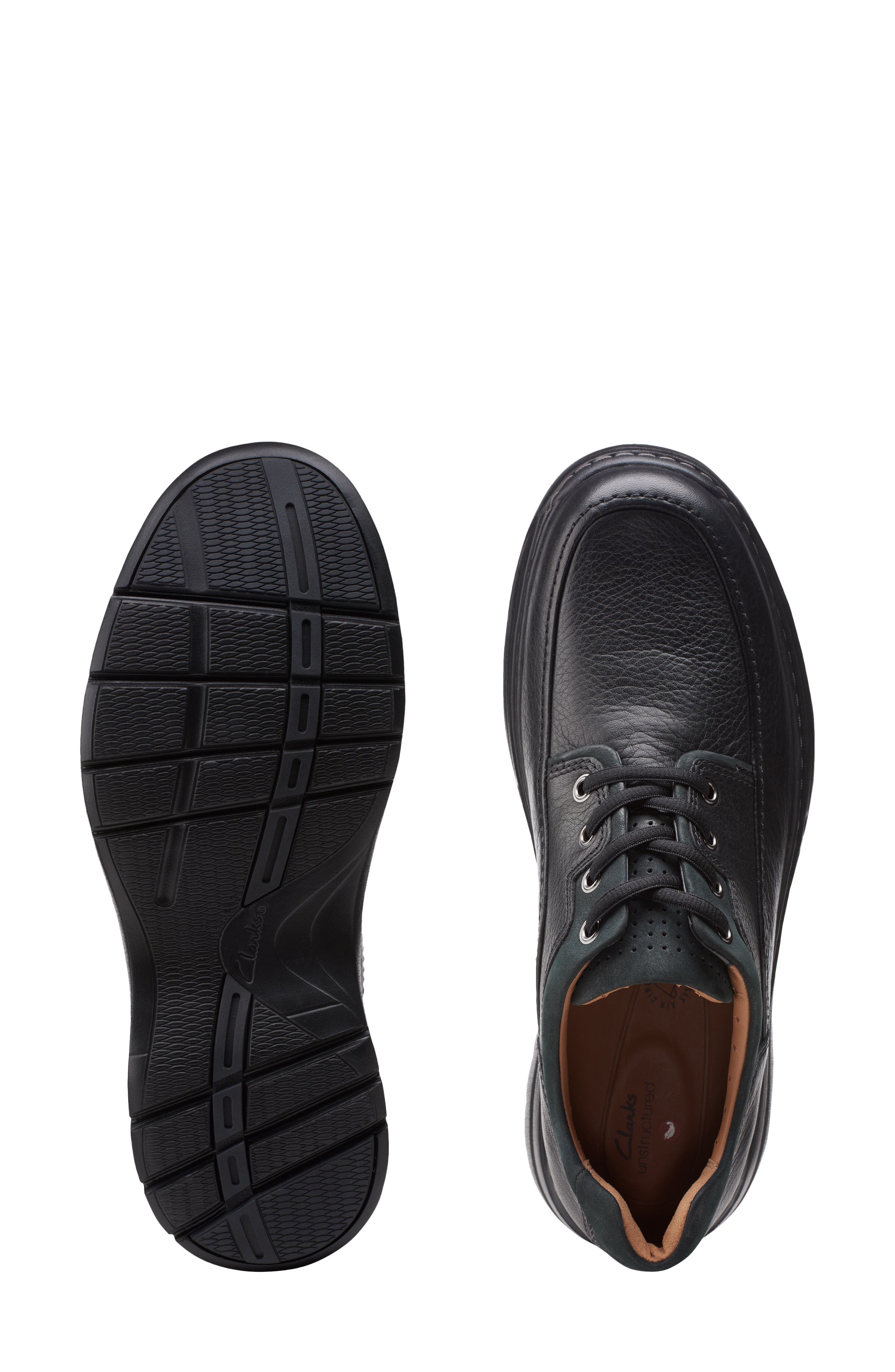 Unstructured Brawley Moc Toe Derby, Alternate, color, BLACK TUMBLED LEATHER