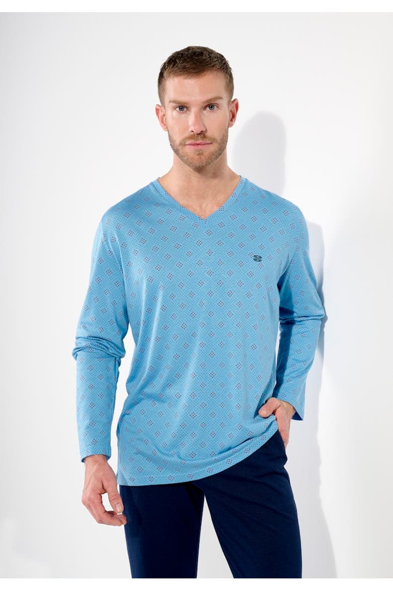 Walter Long Pajama Set, Alternate, color, Blue Print