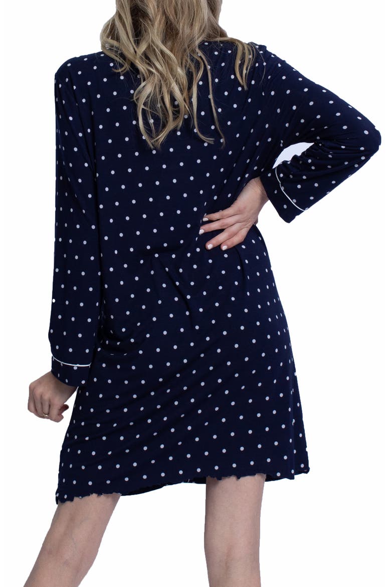 Polka Dot Maternity/Nursing Nightshirt & Baby Wrap Set, Alternate, color, NAVY/ SPOTS