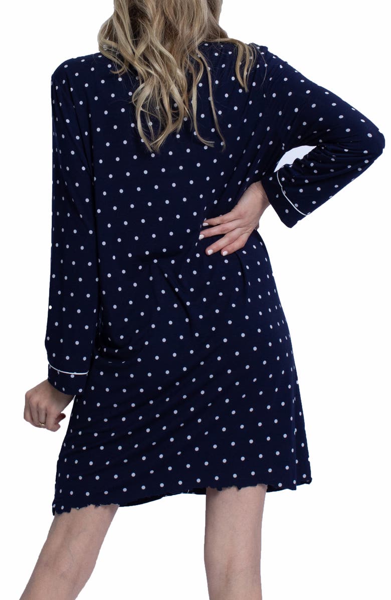 Angel Maternity Polka Dot Maternity/Nursing Nightshirt & Baby Wrap Set, Alternate, color, 