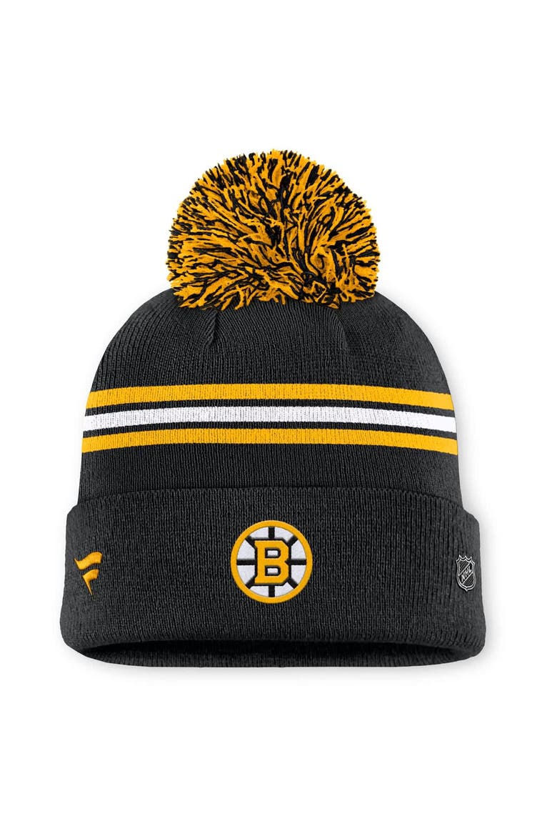 Women's Fanatics Black Boston Bruins Authentic Pro Rink Cuffed Knit Hat with Pom, Alternate, color, Black