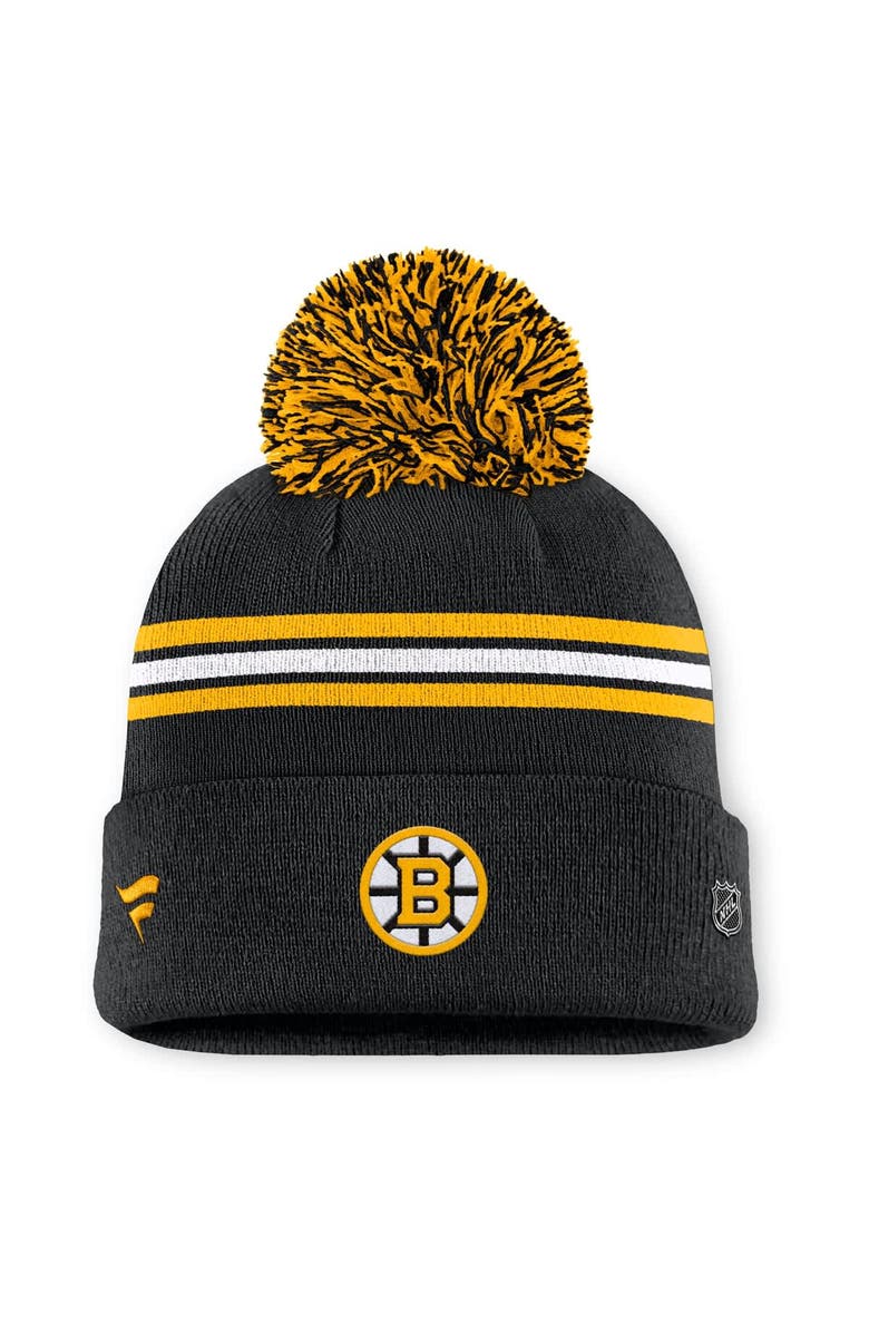 FANATICS Women
s Fanatics Black Boston Bruins Authentic Pro Rink Cuffed Knit Hat with Pom, Alternate, color, Black