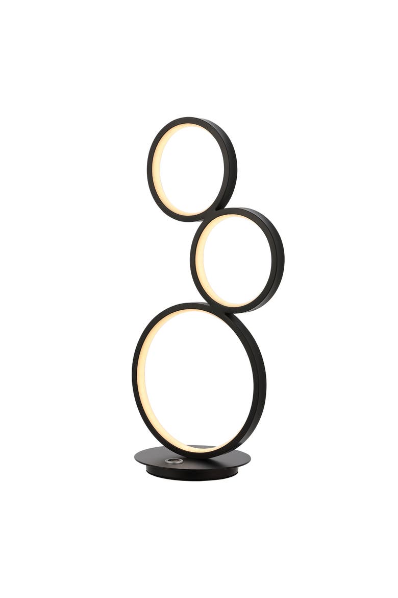 Juno 3-Light Bohemian Coastal Iron Integrated LED Table Lamp, Main, color, Black