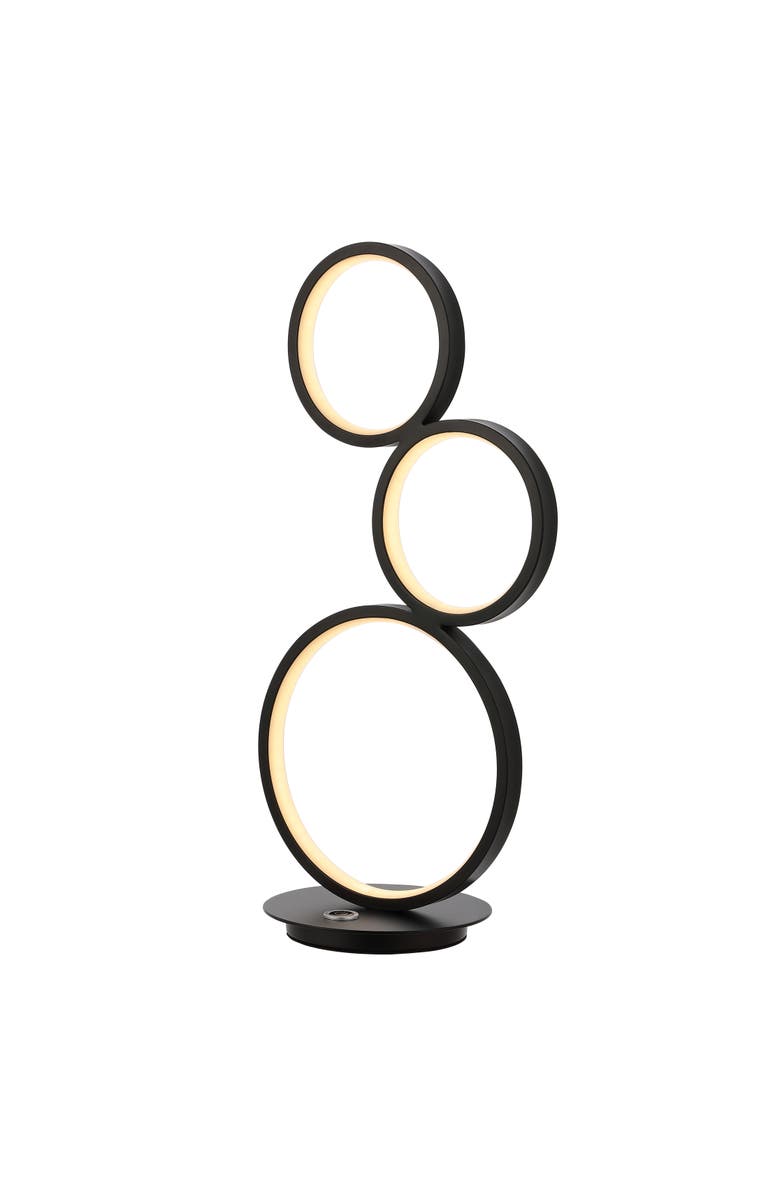 JONATHAN Y Juno 3-Light Bohemian Coastal Iron Integrated LED Table Lamp, Main, color, Black