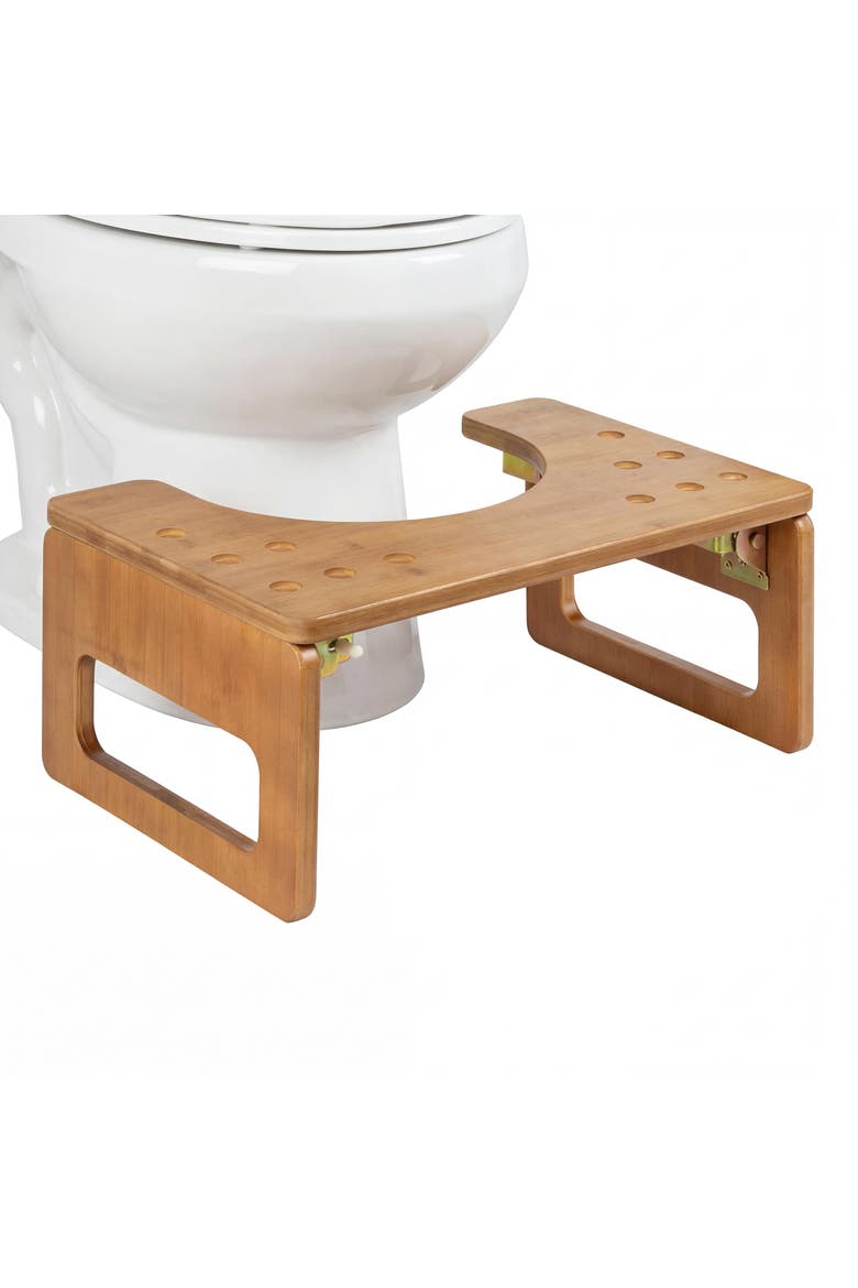 Koji 7 in. H Handcrafted  Foldable Space-Saving Squat Toilet Potty Step Stool, Main, color, Brown