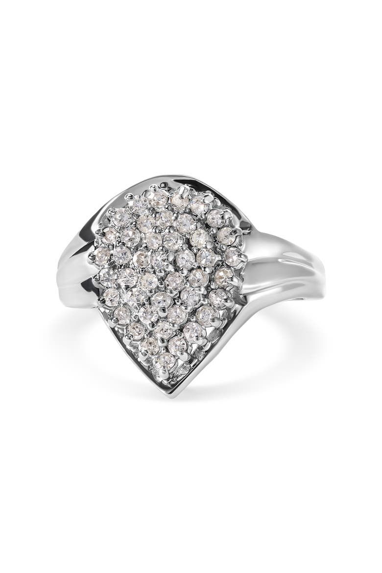 10K White Gold 1/2 Cttw Diamond Pear Shaped Cluster Ring, Main, color, White