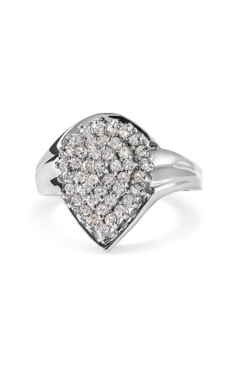 Haus of Brilliance 10K White Gold 1/2 Cttw Diamond Pear Shaped Cluster Ring, Main, color, White