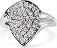 Haus of Brilliance 10K White Gold 1/2 Cttw Diamond Pear Shaped Cluster Ring