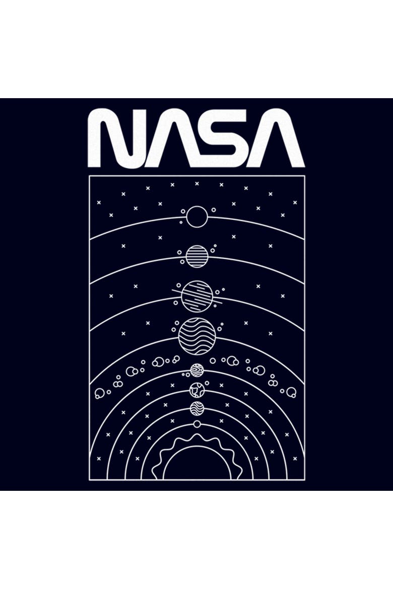 Men's NASA Solar System Outline Poster Graphic T-Shirt, Alternate, color, Navy Blue