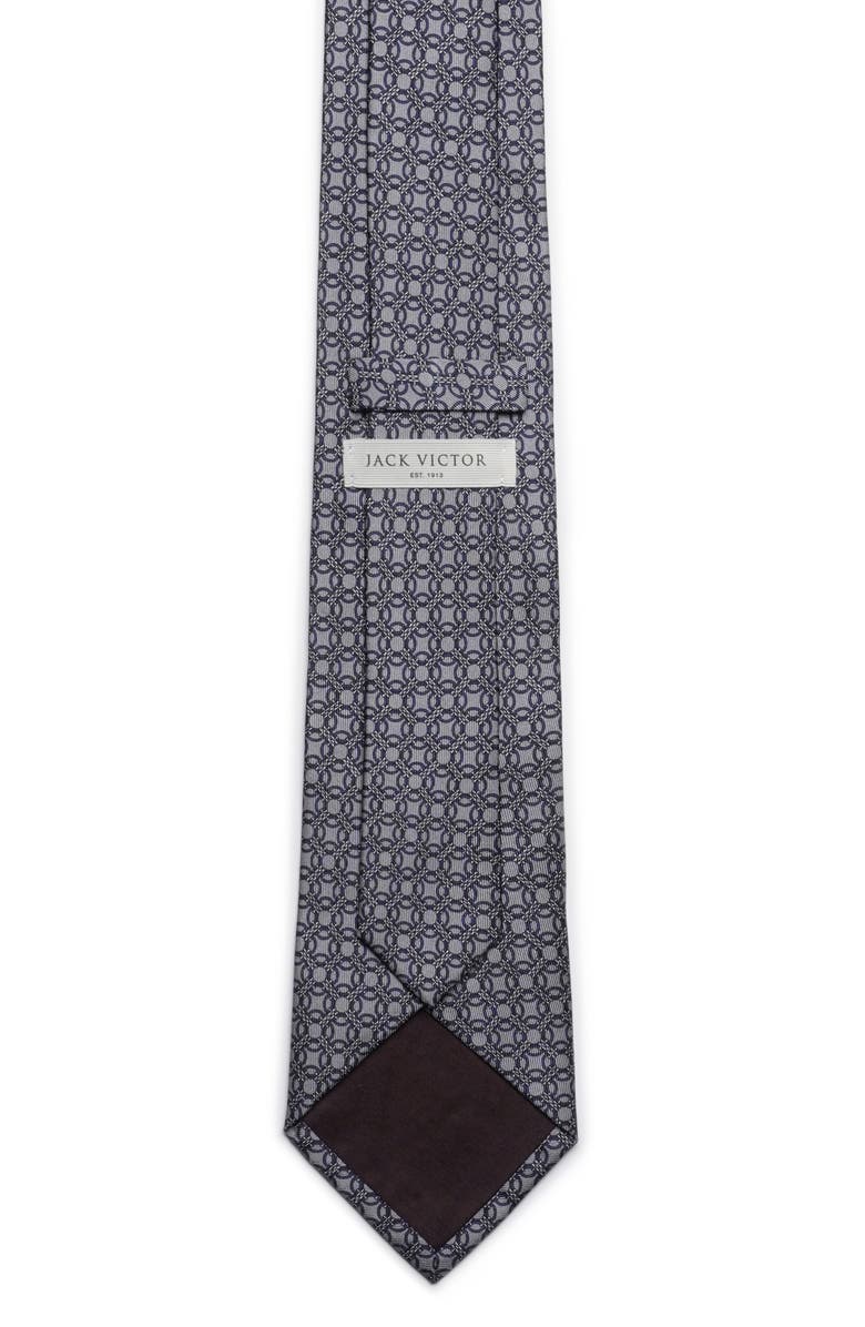 Jack Victor Prospect Chain Link Print Silk Tie, Alternate, color, Grey