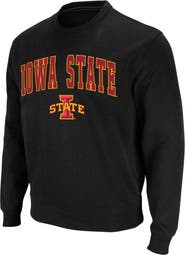 COLOSSEUM Men's Colosseum Black Iowa State Cyclones Arch & Logo Crew Neck Sweatshirt