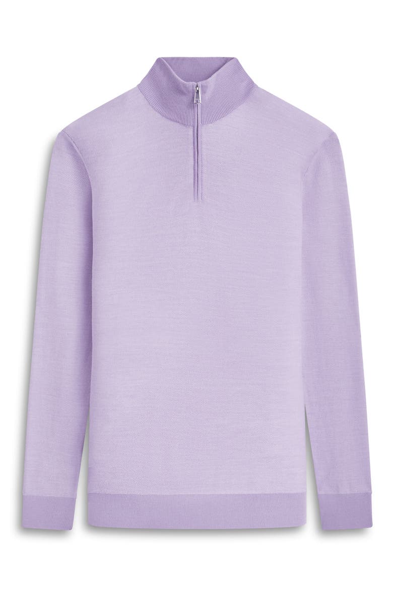 Merino Wool & Silk Bird's Eye Quarter Zip Sweater, Alternate, color, LILAC