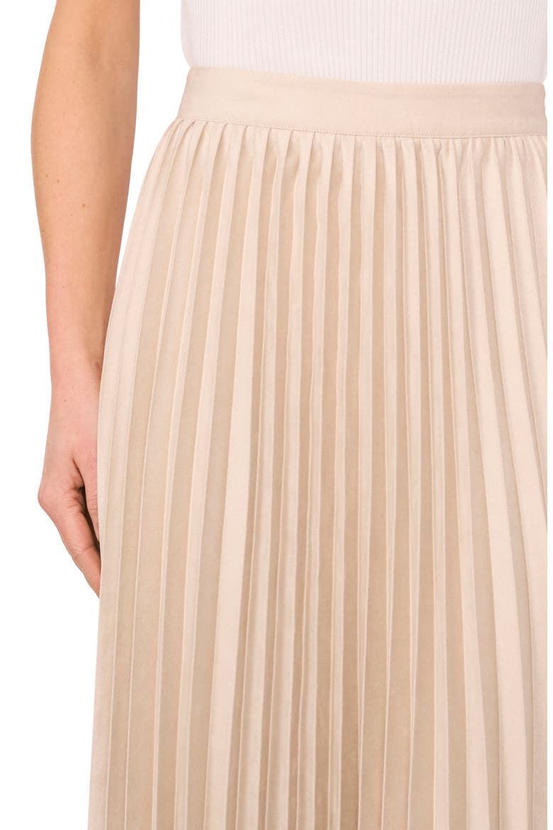 Pleated A-Line Faux Suede Midi Skirt, Alternate, color, FLAX TAUPE