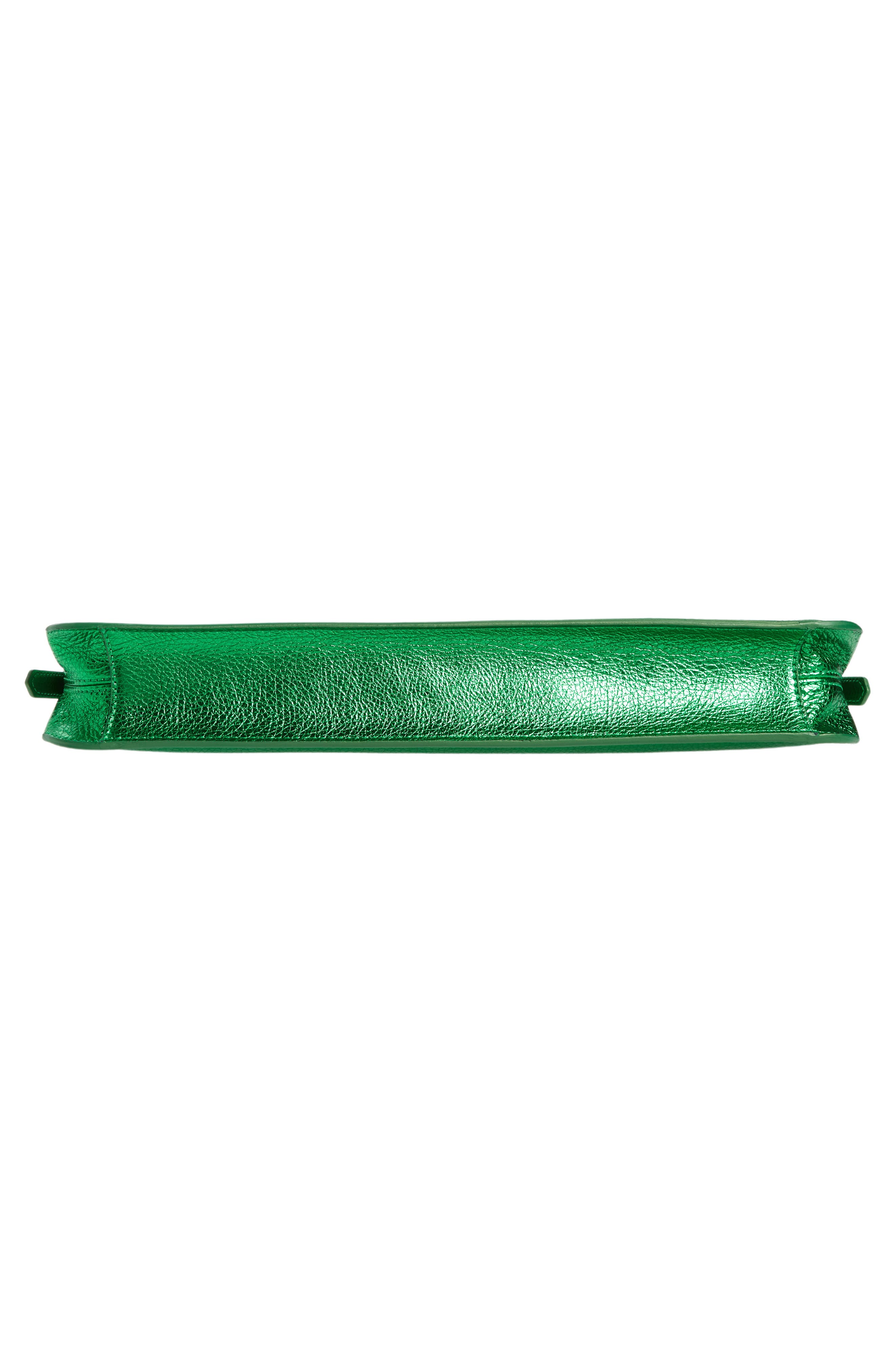 Dulce Long Metallic Leather Shoulder Bag, Alternate, color, GREEN