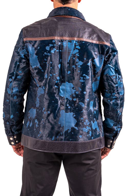 Maceoo Resistance1018 Colorblock Genuine Calf Hair & Leather Jacket
