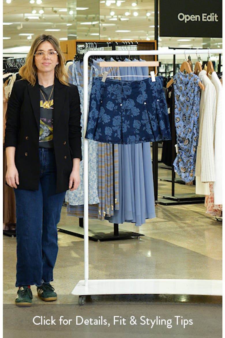 Joan Floral Pleated Denim Miniskirt video