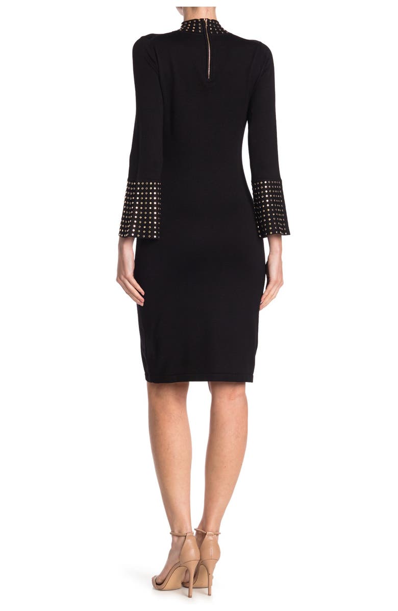 Calvin Klein Mock Neck Bell Sleeve Sweater Dress, Alternate, color, 