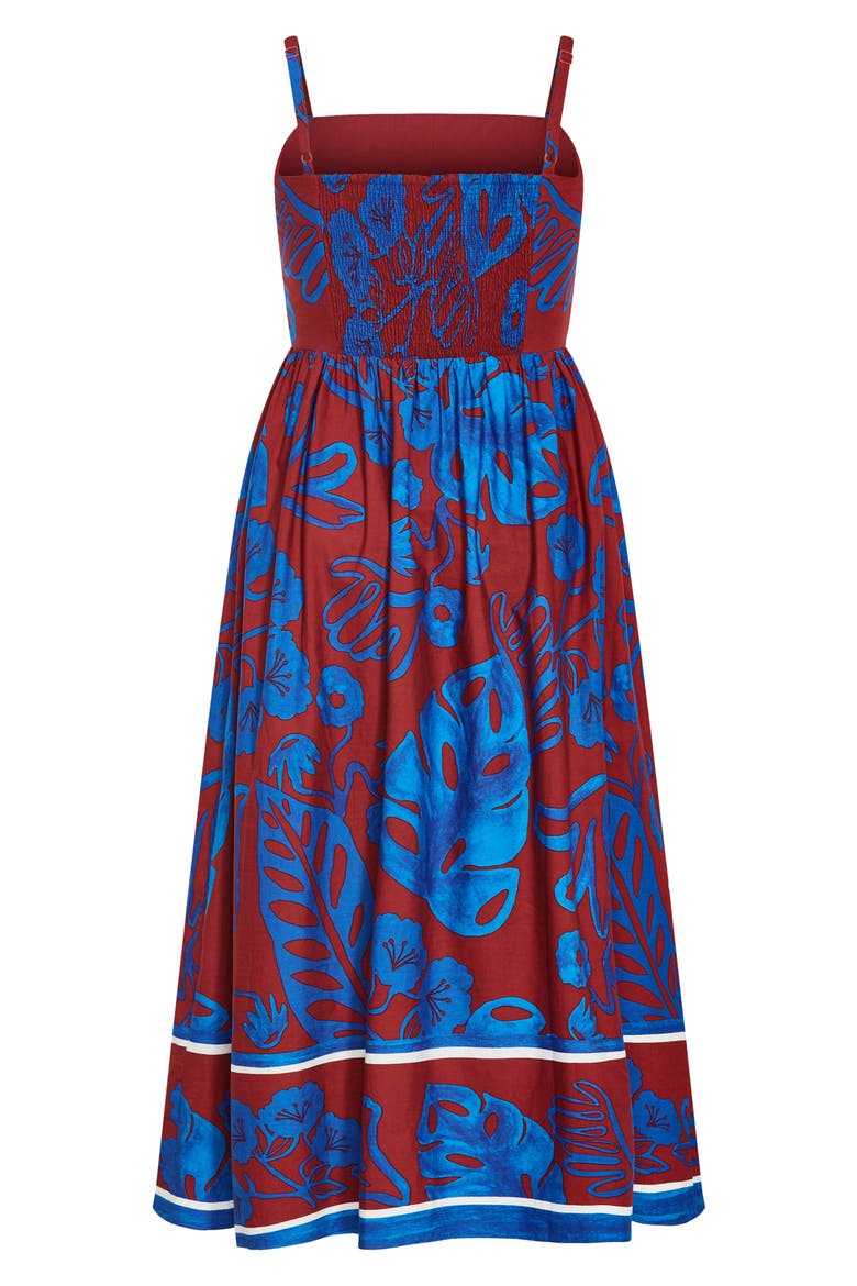 Giana Floral Cotton Sundress, Alternate, color, BLUE BORDER SEVILLE