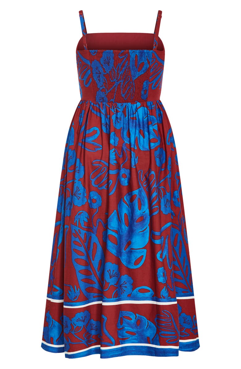 City Chic Giana Floral Cotton Sundress, Alternate, color, Blue Border Seville