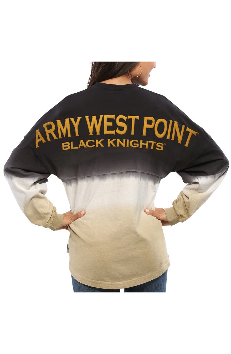 SPIRIT JERSEY Women's Black Army Black Knights Ombre Long Sleeve Dip-Dyed Spirit Jersey, Main, color, Black