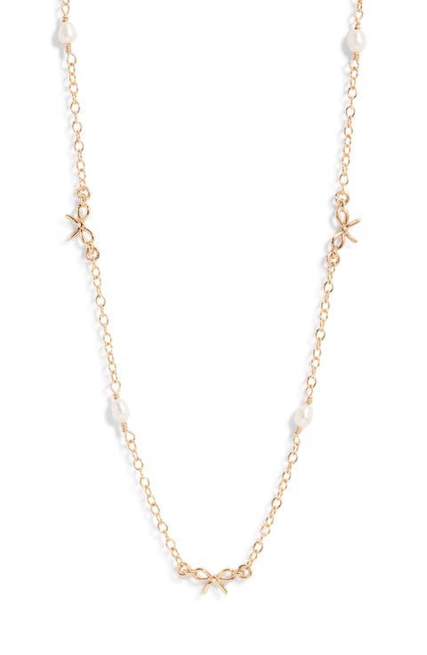 Bow & Freshwater Pearl Station Necklace