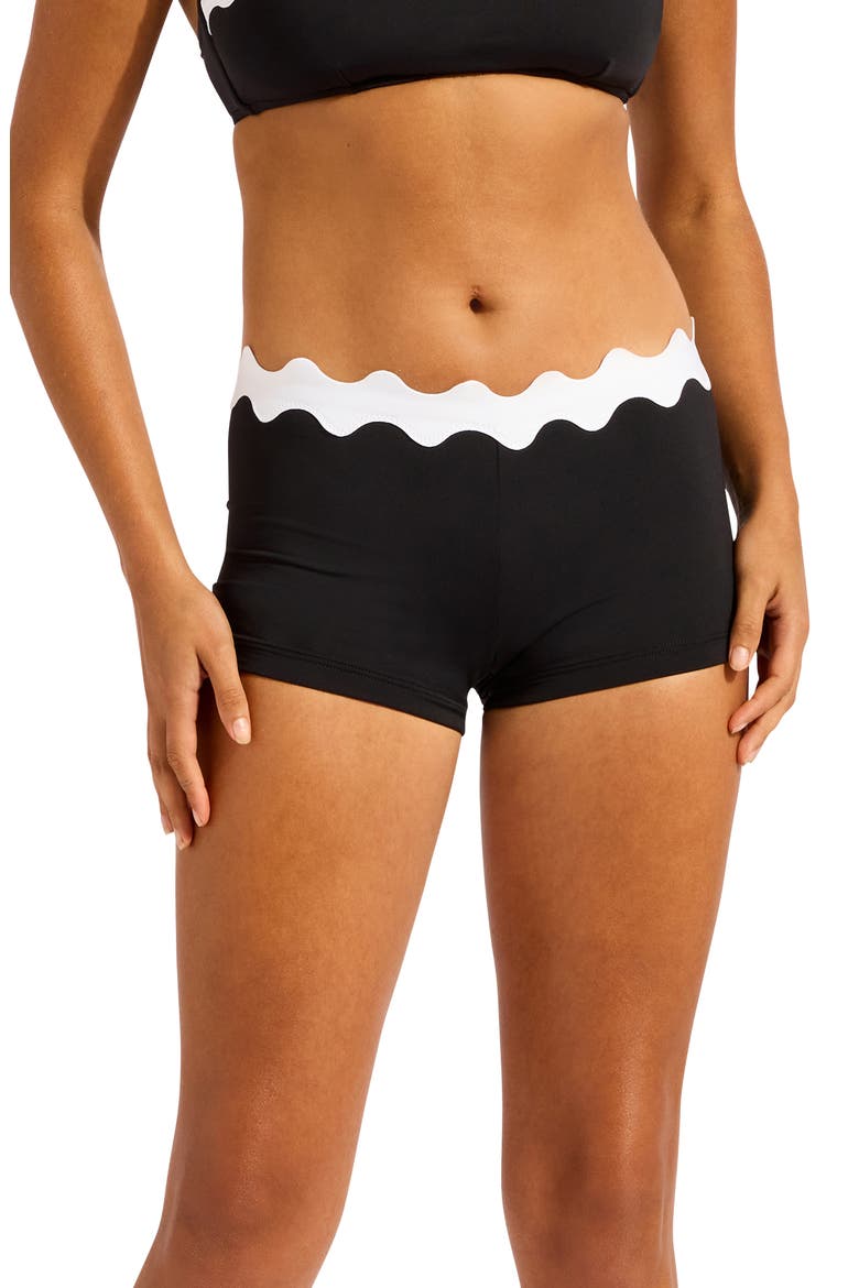 Ric Rac Boyleg Swim Shorts, Alternate, color, BLACK