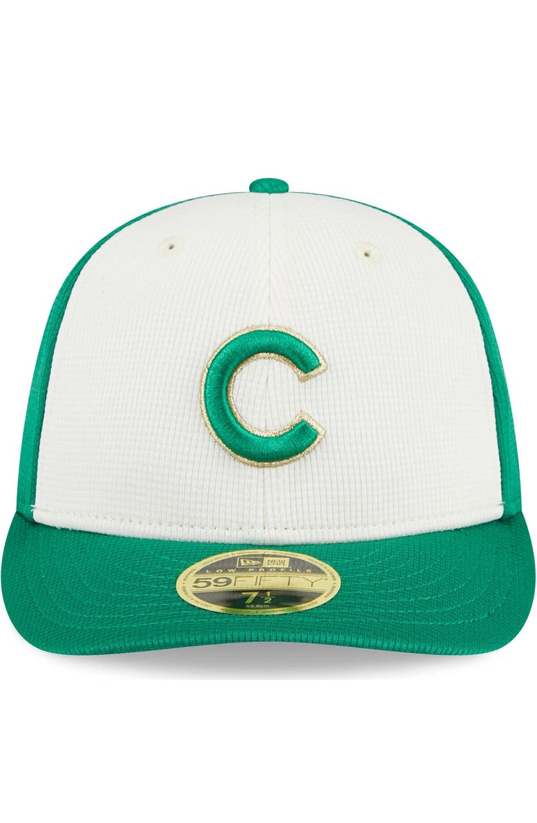 New Era Men's New Era White/Green Chicago Cubs 2024 St. Patrick's Day Low Profile 59FIFTY Fitted Hat, Alternate, color, White