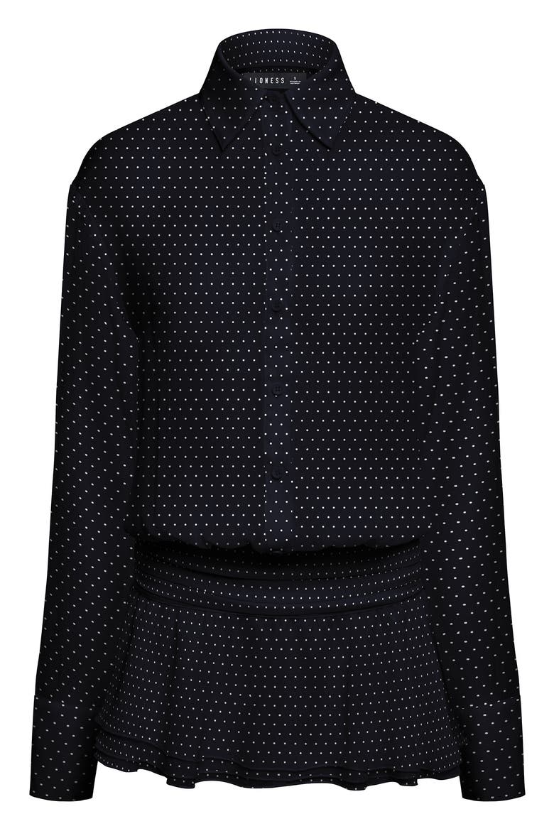 Girls, Girls, Girls Polka Dot Long Sleeve Minidress, Alternate, color, ONYX POLKA