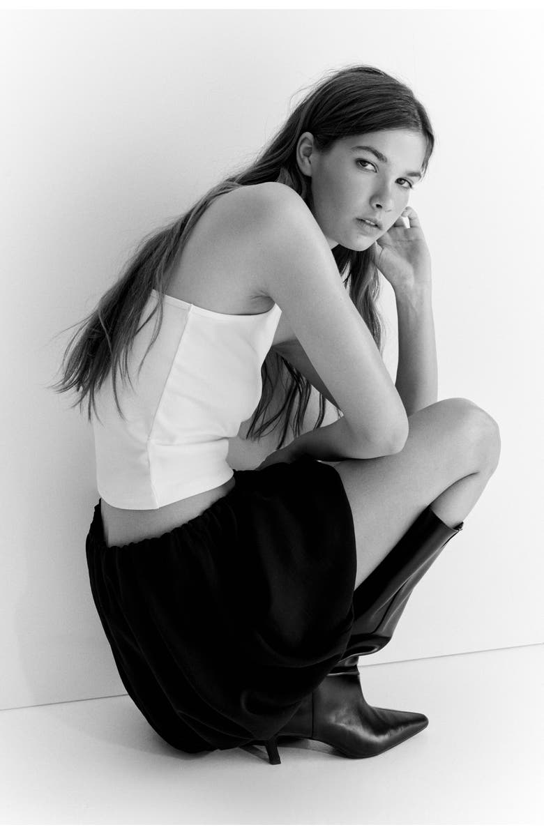 H&M Bubble-hem Skirt, Alternate, color, Black