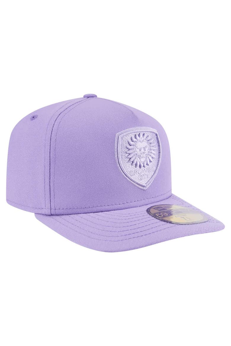 Men's New Era Purple Orlando City SC Color Pack A-Frame 59FIFTY Fitted Hat, Alternate, color, Purple