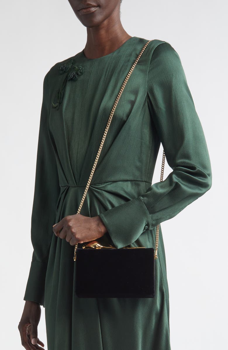 Erdem Bloom Velvet Clutch, Alternate, color, Black