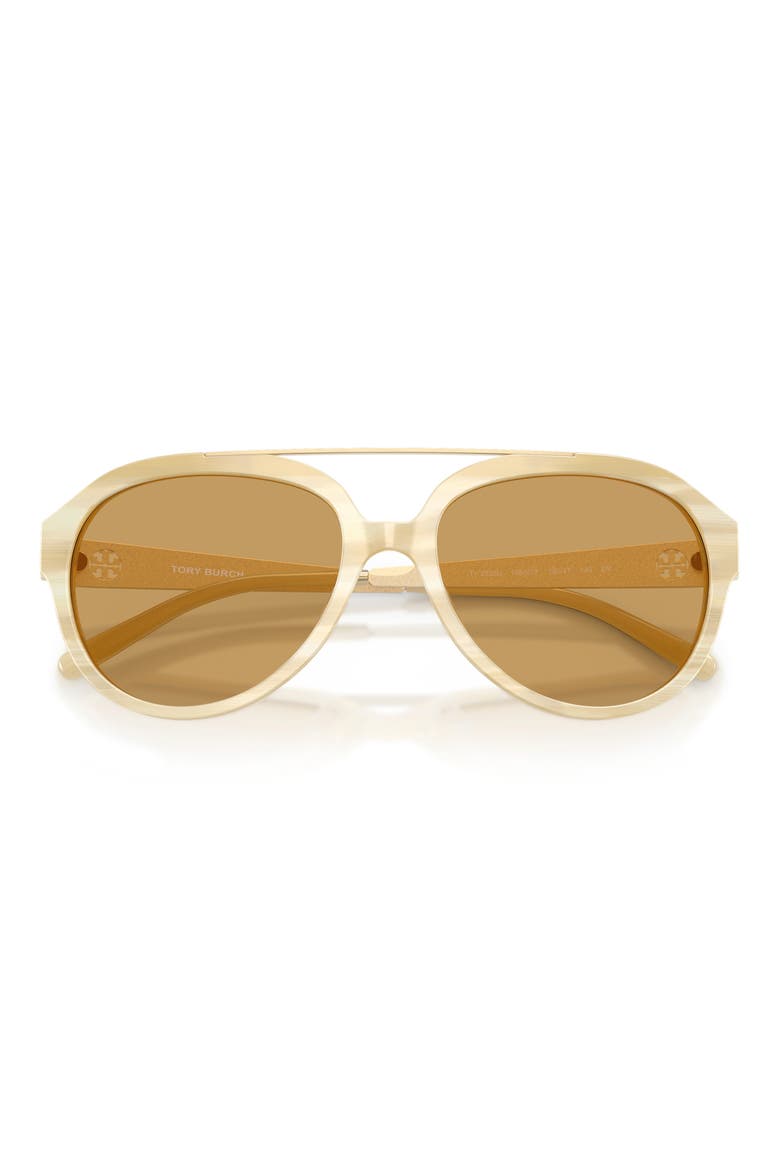 56mm Pilot Sunglasses, Alternate, color, IVORY HORN / OCHRE