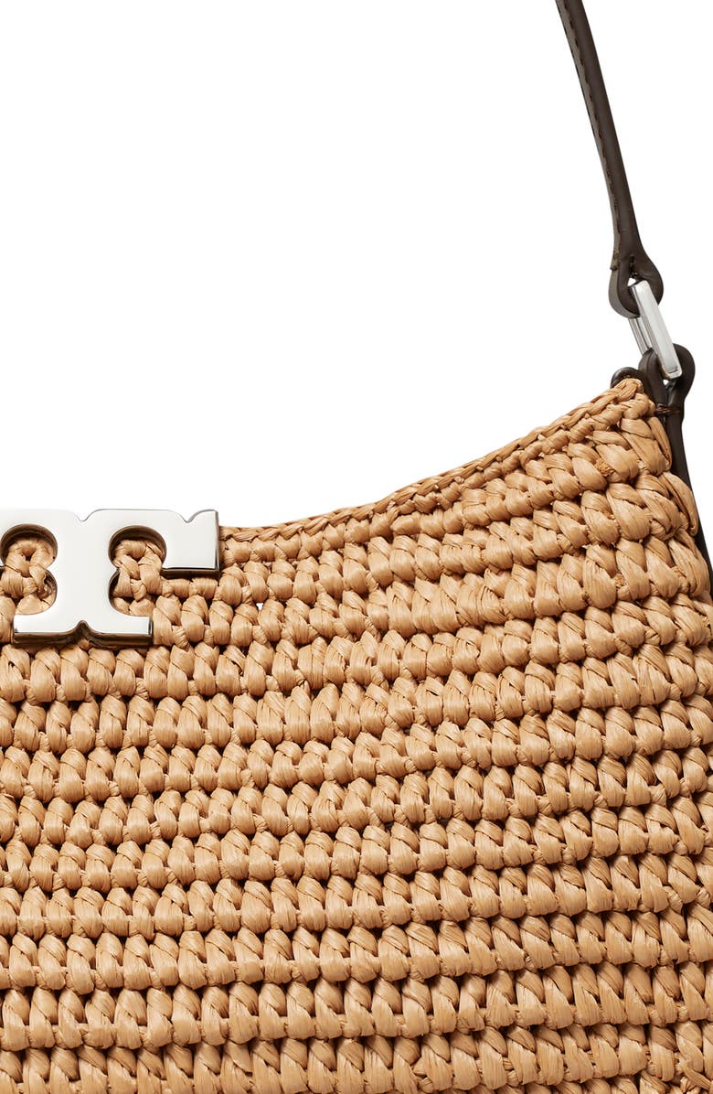 Tory Burch Slim Eleanor Woven Raffia Shoulder Bag, Alternate, color, Honeycomb