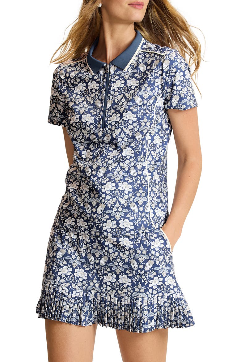 Tropical Reflection Short Sleeve Performance Polo, Main, color, DK BLUESTONE