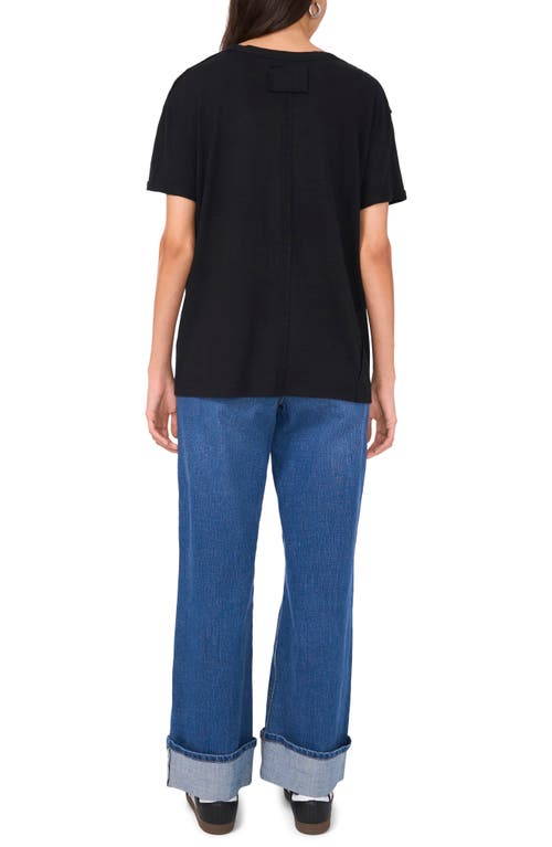 Shop 1.state Linen Blend Slub Pocket T-shirt In Rich Black