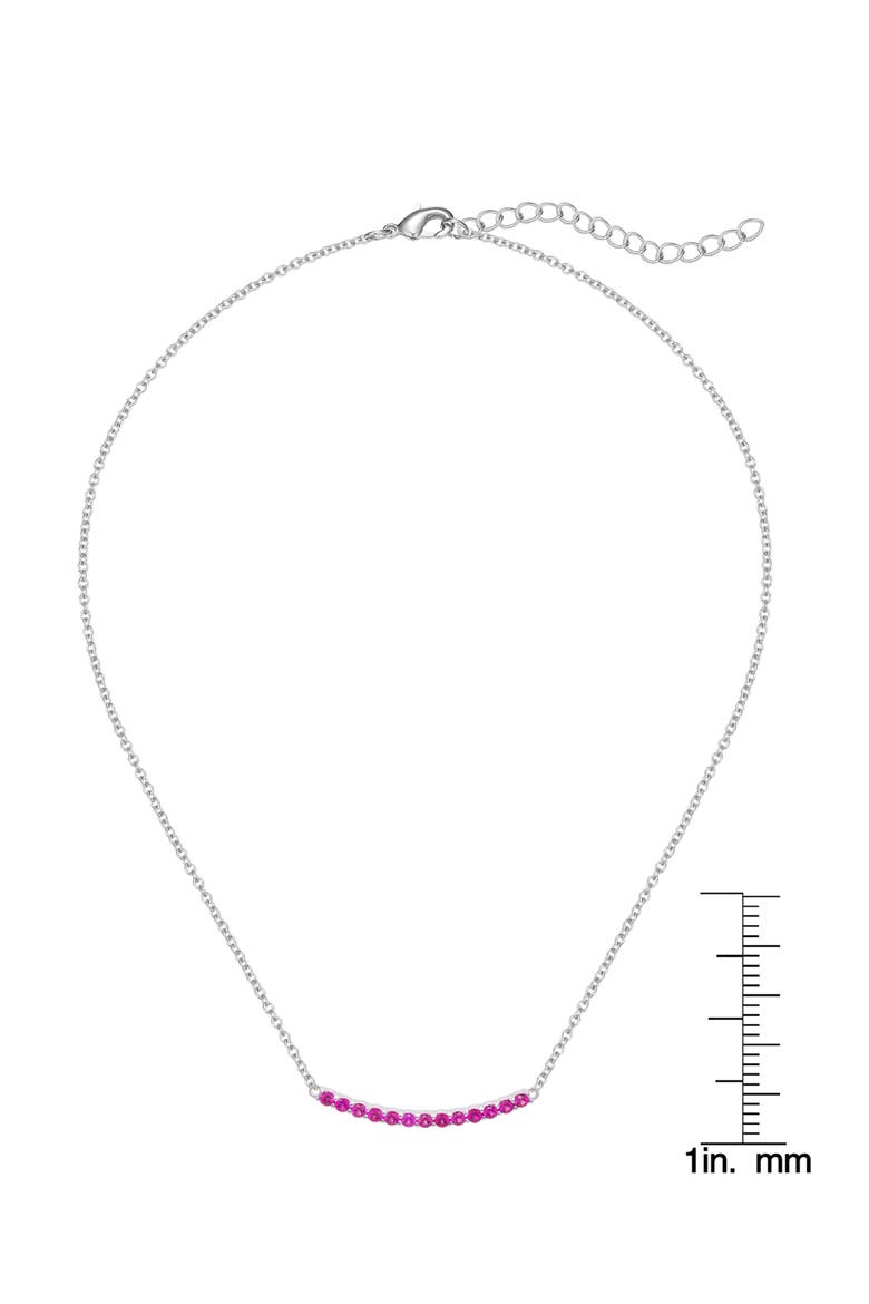 Kids' Cubic Zirconia Bar Pendant Necklace, Alternate, color, DARK PINK