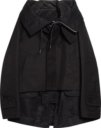 Sacai Hooded Mixed Media Jacket | Nordstrom