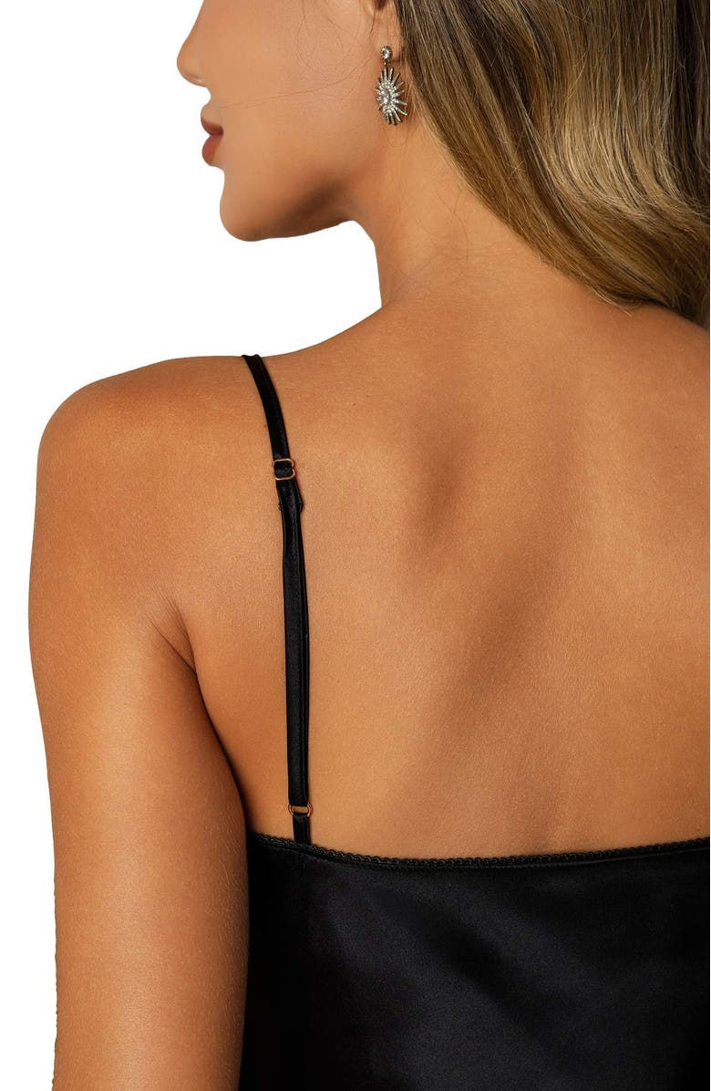 SILKSILKY Pure Silk Adjustable Spaghetti Strap Nightgown Slip Dress, Alternate, color, Black