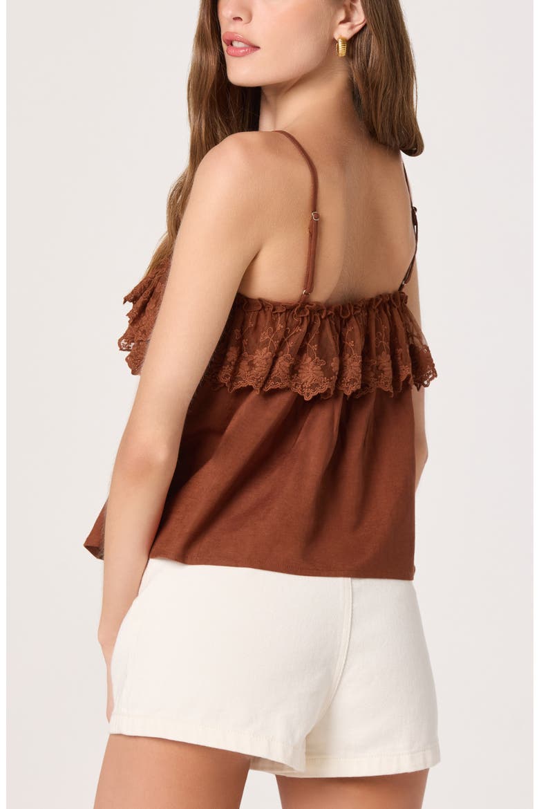 Nellie Lace Trim Pintucked Tank, Alternate, color, RUST BROWN