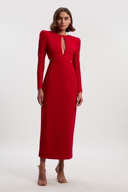 Karen Millen Scuba Crepe Plunge Maxi Dress In Red