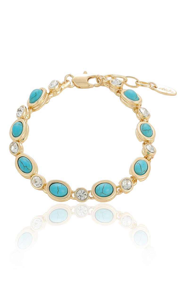 Ettika Bezel Reconstituted Turquoise & Crystal Line Bracelet, Main, color, Turquoise