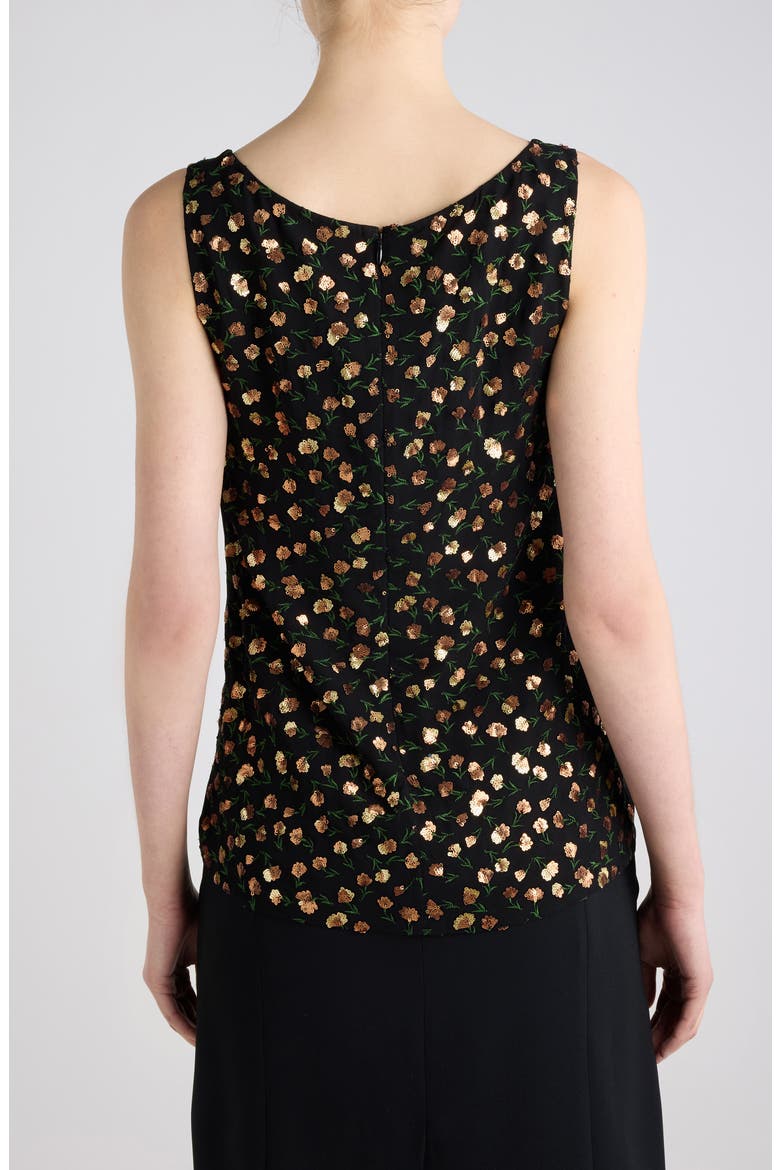 Floral Embroidered Sleeveless Top, Alternate, color, BLACK
