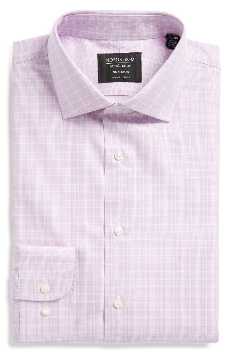 NORDSTROM MEN'S SHOP Nordstrom Trim Fit Non-Iron Plaid Dress Shirt, Alternate, color, 